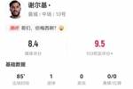 谢尔基本场3射1正进1球+1中框 2关键传球+13丢失球权 4对抗3成功